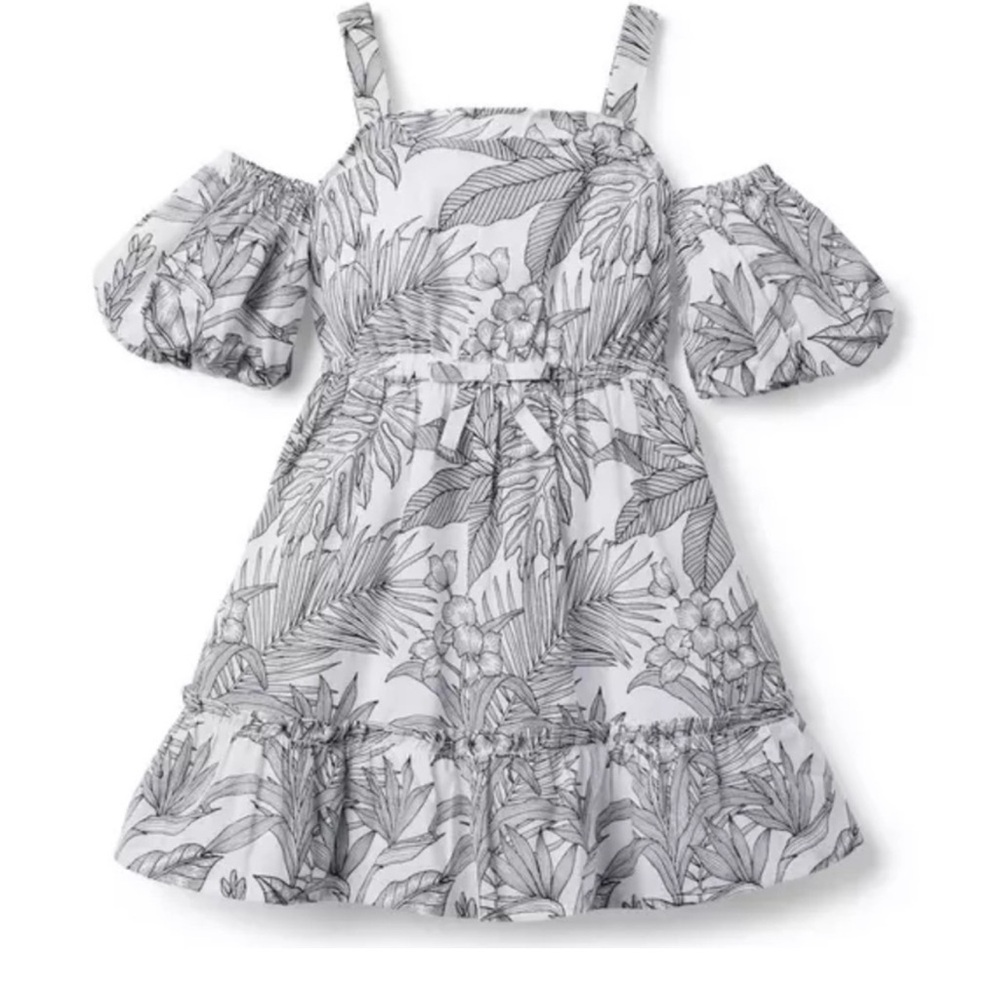 Janie and Jack Gray Floral Cold-Shoulder Dress